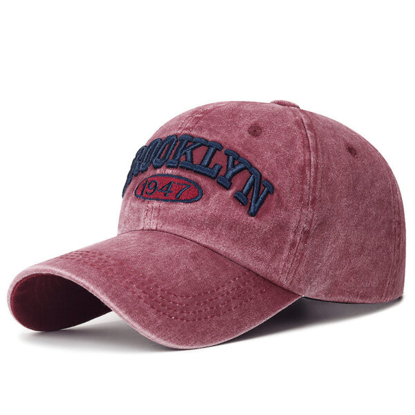 Spring And Summer Sun Protection Men's Retro Washed Letters Embroidered Peaked Cap - Image 4