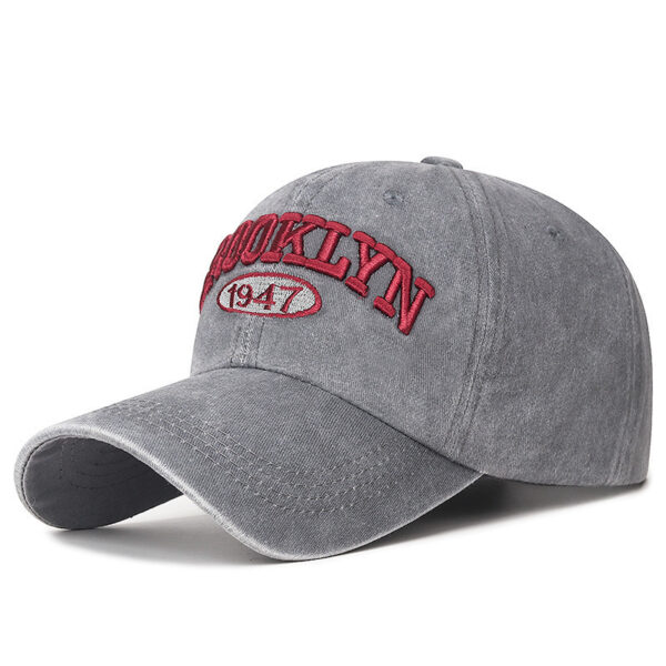 Spring And Summer Sun Protection Men's Retro Washed Letters Embroidered Peaked Cap - Image 8