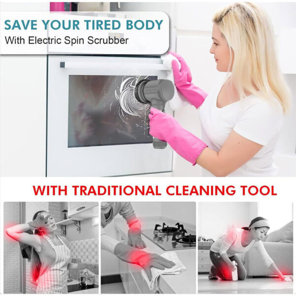 Rechargeable Electric Cordless Cleaning Brush Spin Scrubber Turbo Scrub Cleaner - Image 2