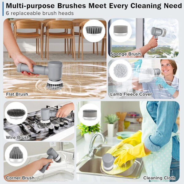 Rechargeable Electric Cordless Cleaning Brush Spin Scrubber Turbo Scrub Cleaner - Image 6