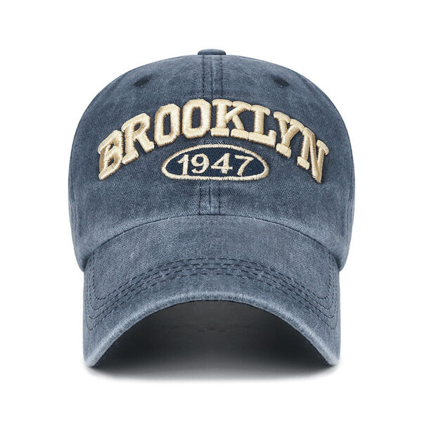 Spring And Summer Sun Protection Men's Retro Washed Letters Embroidered Peaked Cap - Image 10
