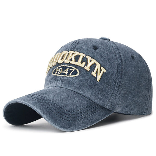 Spring And Summer Sun Protection Men's Retro Washed Letters Embroidered Peaked Cap - Image 9
