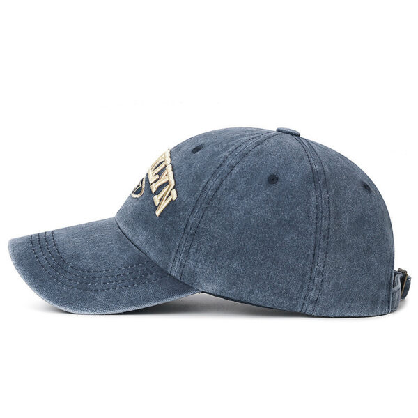 Spring And Summer Sun Protection Men's Retro Washed Letters Embroidered Peaked Cap - Image 2